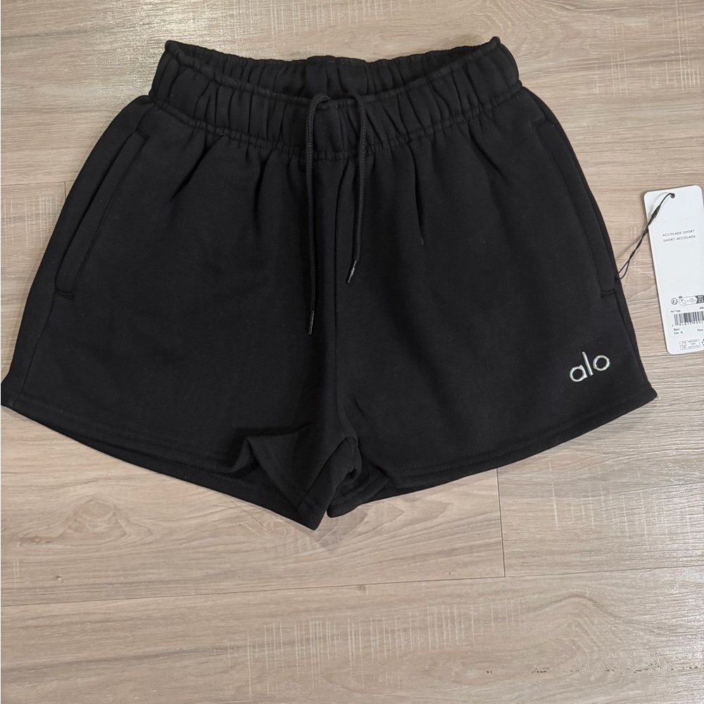 ALO Yoga Black Terry Athletic Lounge Shorts